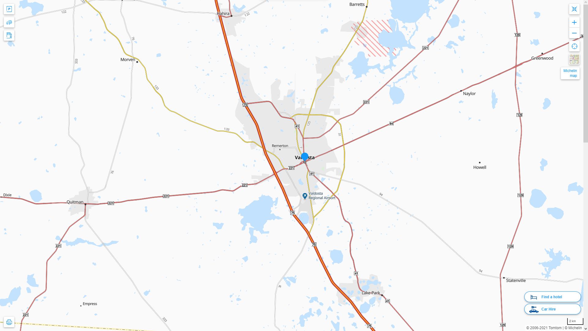 Valdosta Georgia Highway and Road Map